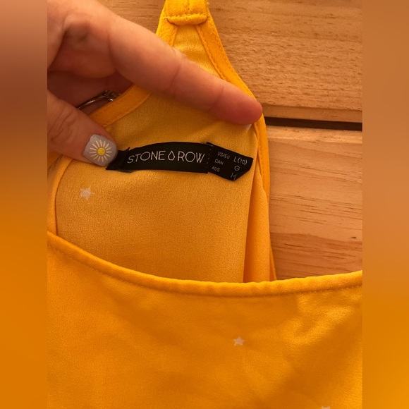 EUC Stone Row by Volcom -Yellow Summer Skater Shift Swing T-Back Racerback Dress - Picture 5 of 12